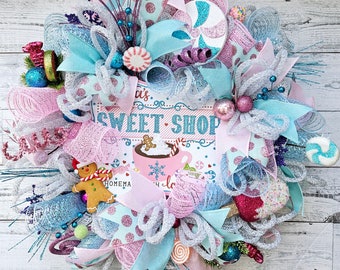Christmas wreath, holiday wreath, Christmas candy wreath, candy land wreath, gingerbread wreath, whimsical Christmas wreath