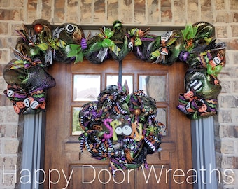 Halloween garland, mantle decor, staircase garland, Halloween wreath