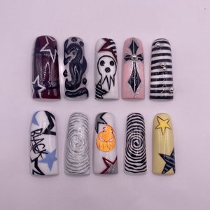 Tomie Nails Anime Press on Nails Anime False Nails Hand-Painted Junji Ito  Gothic