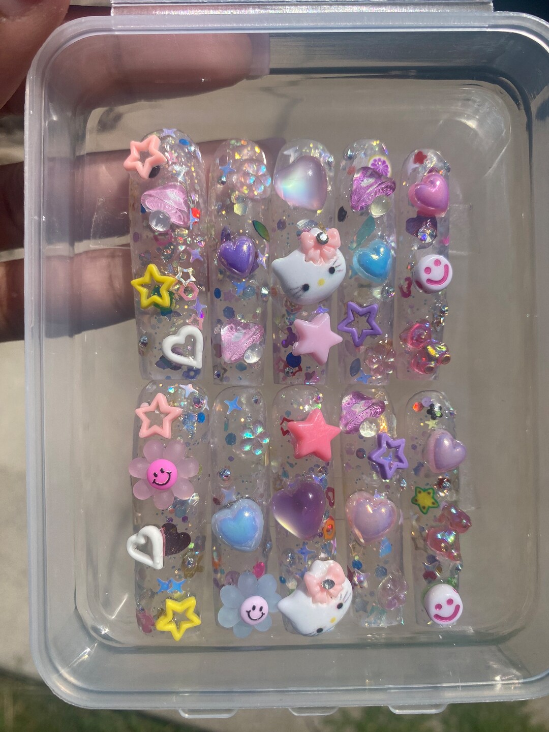 Glitter Junk Acrylic Press on Nails - Etsy