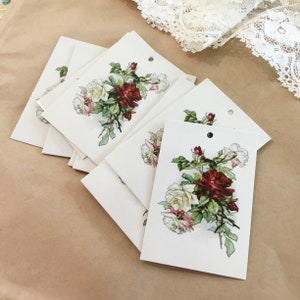 Set/20 Blank 2x3"-inch GIFT TAGS Shabby Chic Vintage Cottagecore French Rose Encouragement Scrapbooking Crafts ALL Occassion Gift Card