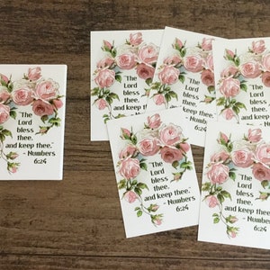Set/20 The LORD BESS THEE 2x3"-inch Shabby Chic Rose Schrift Bijbel Stickers Inspirerende aanmoediging Gift Card Scrapbooking Ambachten