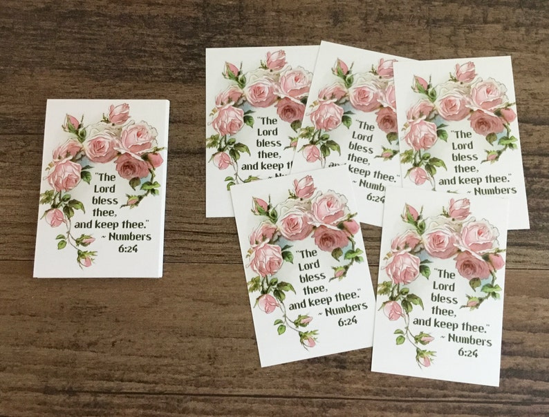 Set/25 The LORD BLESS THEE 2x3inch Shabby Chic Rose image 0