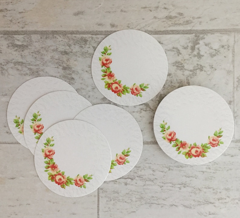 Set/25 Vintage Shabby Chic Cottage Rose Designer 2 Round image 0