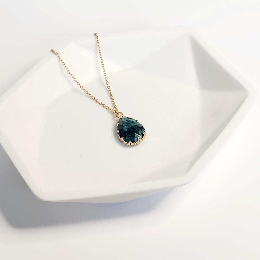 Buy Green Stone Necklace, Teardop Charm Jewellery Pretty Gift