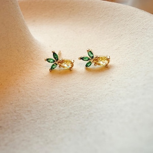 Vergoldete Ananas-Bolzen-Ohrringe, Kristallfruchtschmuck