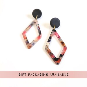Multicolor Clay Earrings Polymer Diamond Geometric Handmade Dangle Statement Jewelry Gift