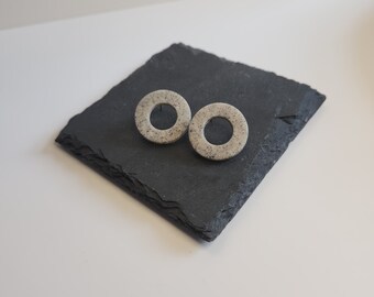 Handmade granite clay hoop stud earrings