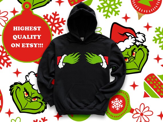 Grinch Hoodie Black Unisex Brushed 