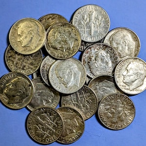 90% Silver Roosevelt Dimes – Various Dates 1946–1964 , U.S. Coinage, Constitutional Silver