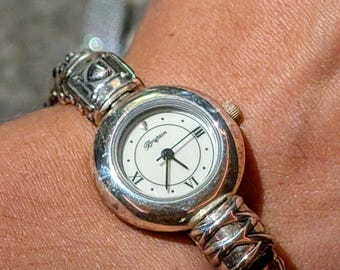 Brighton “Caracas” Watch | Vintage-Inspired Silver & Leather | Elegant Designer Timepiece