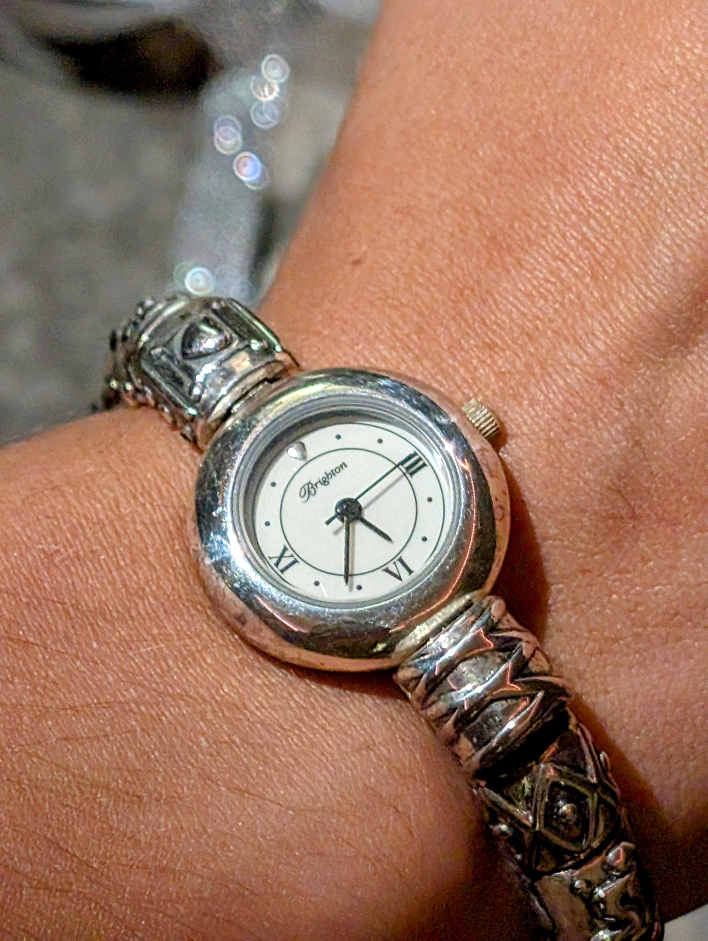 Brighton “caracas” Watch | Vintage-inspired Silver & Leather  display picture 1