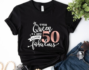 50th Birthday TShirt, 50th Birthday Gift for Women, Custom 50th Birthday Party Shirt 2023, Mum Birthday Gift