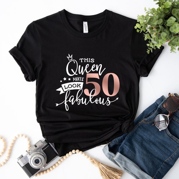 50e verjaardag TShirt, 50e verjaardagscadeau voor vrouwen, aangepaste 50e verjaardag partij shirt 2023, moeder verjaardagscadeau
