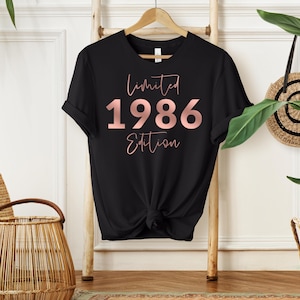 40th Birthday T-shirt, 1986 T-shirt, Birthday Gift for Women, Happy Birthday T Shirt, Birthday T-shirt Gift black