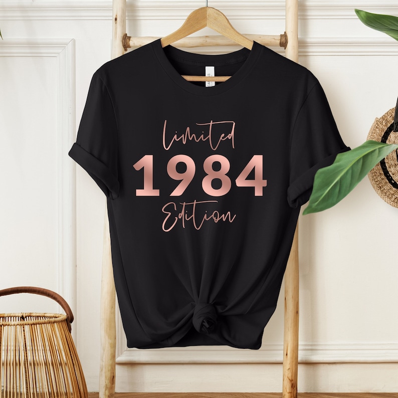 T-shirt 40e anniversaire, T-shirt 1984, cadeau d'anniversaire pour femme, t-shirt joyeux anniversaire, cadeau t-shirt d'anniversaire black