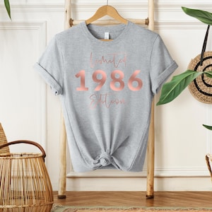 40th Birthday T-shirt, 1986 T-shirt, Birthday Gift for Women, Happy Birthday T Shirt, Birthday T-shirt Gift heather grey