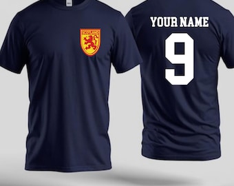 Personalised Scotland T-Shirt, Custom Coat of Arms Badge, Sports Event Tee
