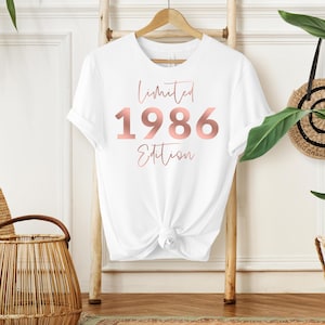 40th Birthday T-shirt, 1986 T-shirt, Birthday Gift for Women, Happy Birthday T Shirt, Birthday T-shirt Gift white