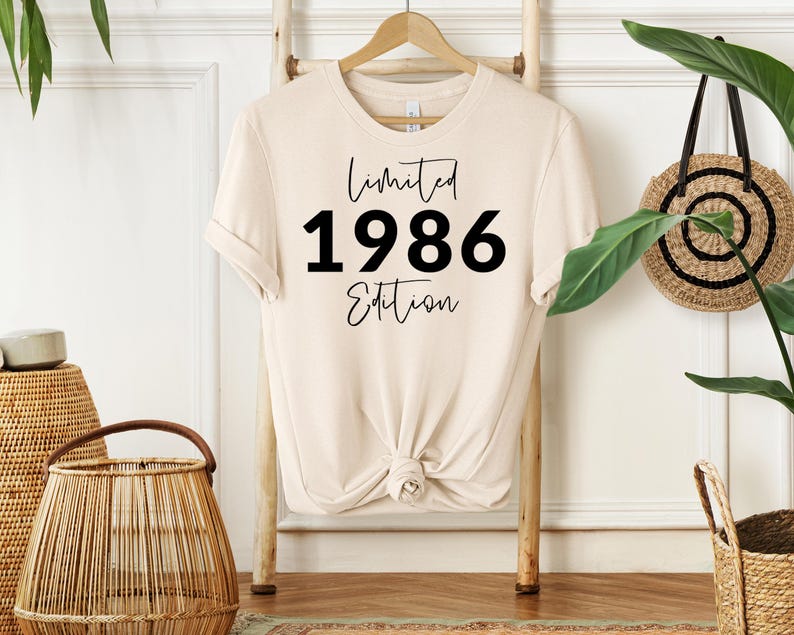 40th Birthday T-shirt, 1986 T-shirt, Birthday Gift for Women, Happy Birthday T Shirt, Birthday T-shirt Gift natural
