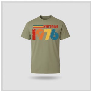 Vintage 1976 50th Birthday T Shirt 2026 fifty gift ideas khaki