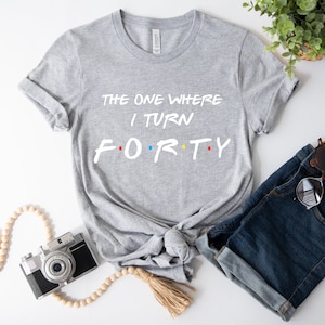 40th Birthday T Shirt 2023, 40th Birthday Gifts for Women Men, 40th Birthday Party Shirt, Birthday Gift for Mum, New Year Gift Heather Grey