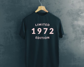 1972 Birthday T-Shirt: Rose Gold Hot Foil Print, Limited Edition