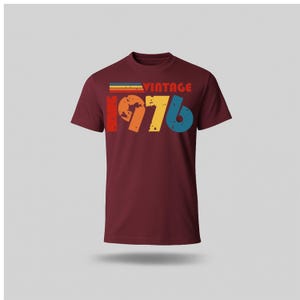 Vintage 1976 50th Birthday T Shirt 2026 fifty gift ideas maroon