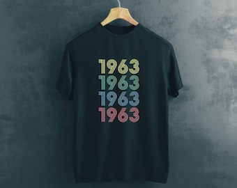 1963 Birthday Repeat4 Design T-Shirt Gift for Women, Limited Edition Birthday T Shirt, Birthday T-shirt Gift 58th birthday