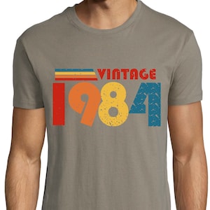 40th Birthday T-shirt, 1984 T-shirt, Birthday Gift for Women, Gift for Men Happy Birthday T Shirt, Birthday T-shirt Gift Khaki