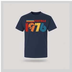 Vintage 1976 50th Birthday T Shirt 2026 fifty gift ideas navy