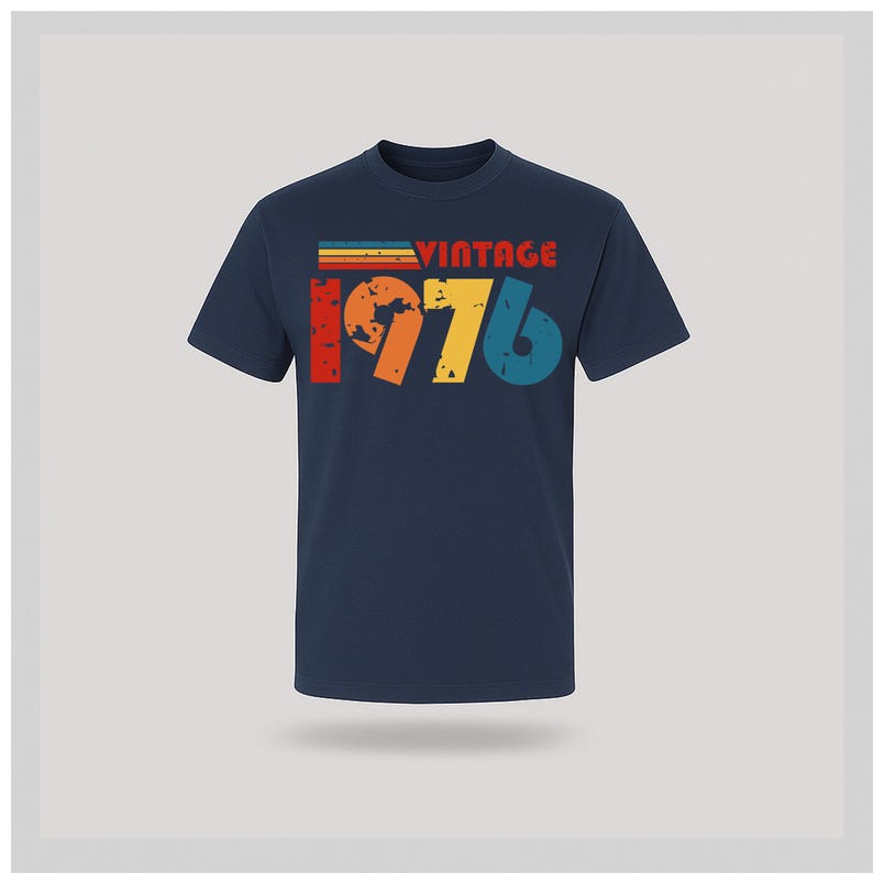 Vintage 1976 50th Birthday T Shirt 2026 fifty gift ideas navy