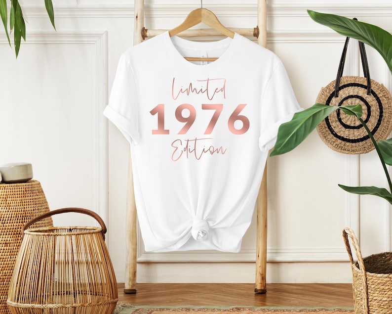 1976 Birthday TShirt UK, 50th Birthday Gifts for Women, 50th Birthday Tshirt, Vintage 1976 Birthday Shirt, Birthday Gift for Mum Grandpa white