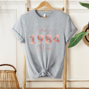 T-shirt 40e anniversaire, T-shirt 1984, cadeau d'anniversaire pour femme, t-shirt joyeux anniversaire, cadeau t-shirt d'anniversaire heather grey