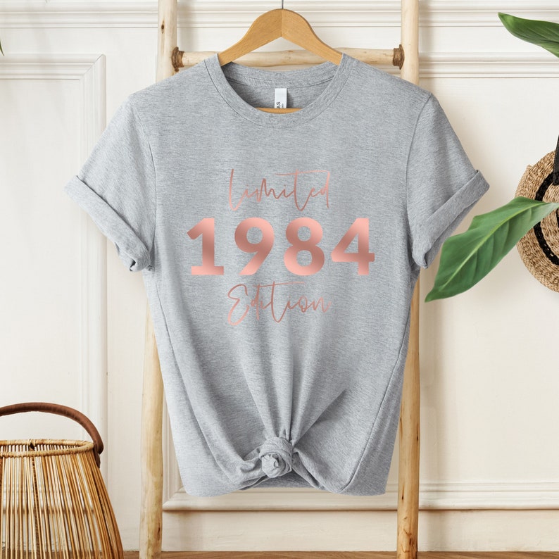 40th Birthday T-shirt, 1984 T-shirt, Birthday Gift for Women, Happy Birthday T Shirt, Birthday T-shirt Gift heather grey