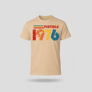 Vintage 1976 50th Birthday T Shirt 2026 fifty gift ideas Sand