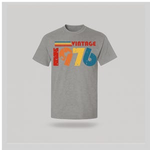 Vintage 1976 50th Birthday T Shirt 2026 fifty gift ideas grey