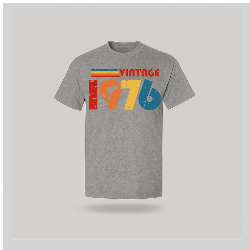 Vintage 1976 50th Birthday T Shirt 2026 fifty gift ideas grey