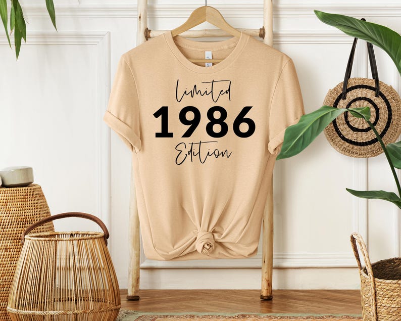 40th Birthday T-shirt, 1986 T-shirt, Birthday Gift for Women, Happy Birthday T Shirt, Birthday T-shirt Gift sand