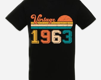 60e verjaardag T-shirt | Vintage 1963 verjaardagsshirt Verenigd Koninkrijk | 60e verjaardagsfeestje shirt voor mannen | Verjaardagscadeau uit 1963 | 1963 60e verjaardagscadeau