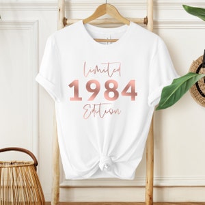 40th Birthday T-shirt, 1984 T-shirt, Birthday Gift for Women, Happy Birthday T Shirt, Birthday T-shirt Gift white