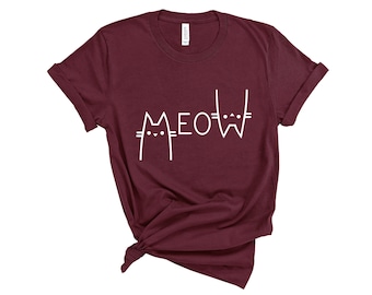 Meow Shirt | Meow Cat Shirt | Kitty Kitten Shirt | Cat Mom Shirt | Cat Lover | Gift Tees