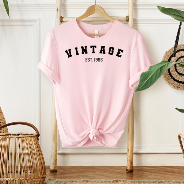 Camiseta de 40 cumpleaños, vintage de 1986, regalo para ella