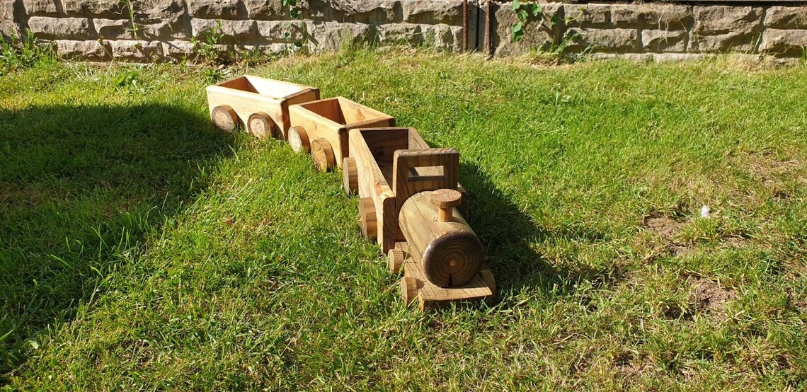 Beautiful Outdoor Wooden Train Planter perfect gift all year Etsy