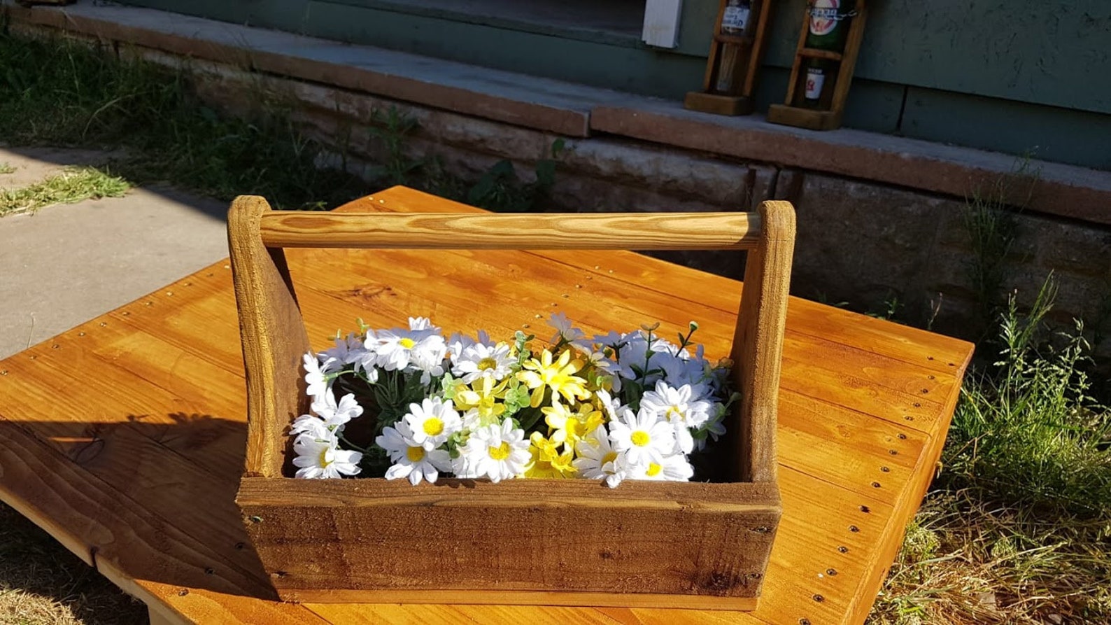 Outdoor Wooden Toolbox Planter Etsy