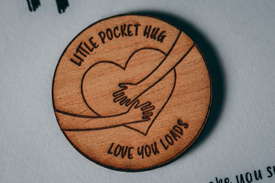 Wooden Little Pocket Hug Token Etsy