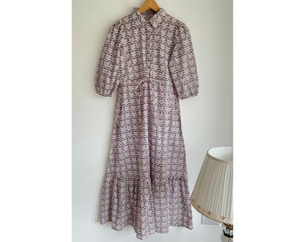 Hand Block Print Cotton Midi Dress - Boho Summer Dress Gifts for Her