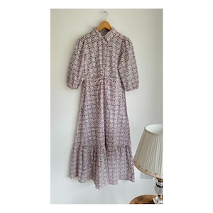 Women&#39;s BOHO Dress Midi Dress Summer Cotton Dress  Hand Block Print Dress Gifts for Her Birthday Gift Summer Dresses Pure Cotton Dress