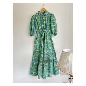 Women&#39;s BOHO Dress Midi Dress Summer Cotton Dress  Hand Block Print Dress Gifts for Her Birthday Gift Summer Dresses Pure Cotton Dress
