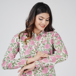 Womens Shirt Pure Cotton Floral Shirt Indian Print Shirt for Women 100% Cotton Shirt Block Print Shirt